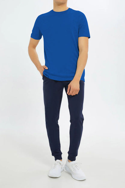 Basic Blue Plain Half Sleeves Men’s Round Neck T-Shirt - RNTS-105 | Soft & Comfortable | Casual Versatility | Ideal for Summer