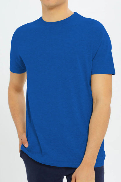 Basic Blue Plain Half Sleeves Men’s Round Neck T-Shirt - RNTS-105 | Soft & Comfortable | Casual Versatility | Ideal for Summer