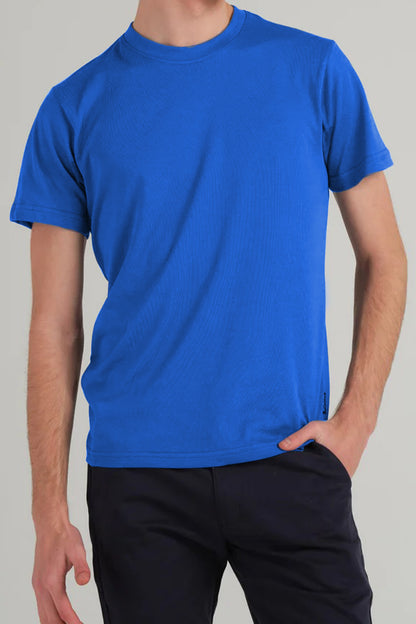 T-Shirt Basic Blue Plain Half Sleeves Men’s Round Neck (RNTS-105)