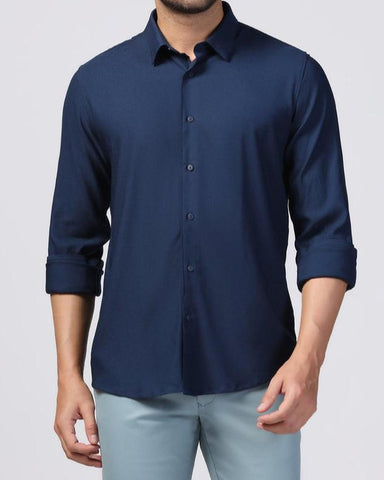 Z Men's Casual Shirt Slim Fit - Navy Blue || SCS0024 |