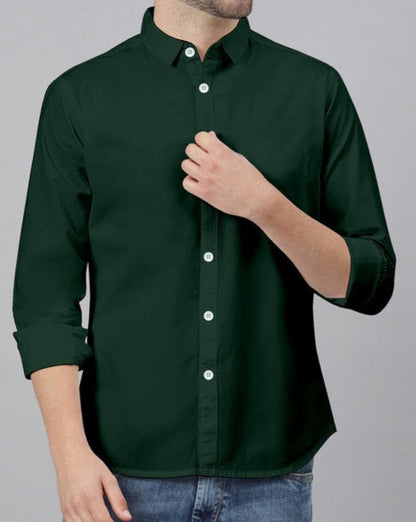 Men's Casual Shirt -Bottle Green || SCS0033