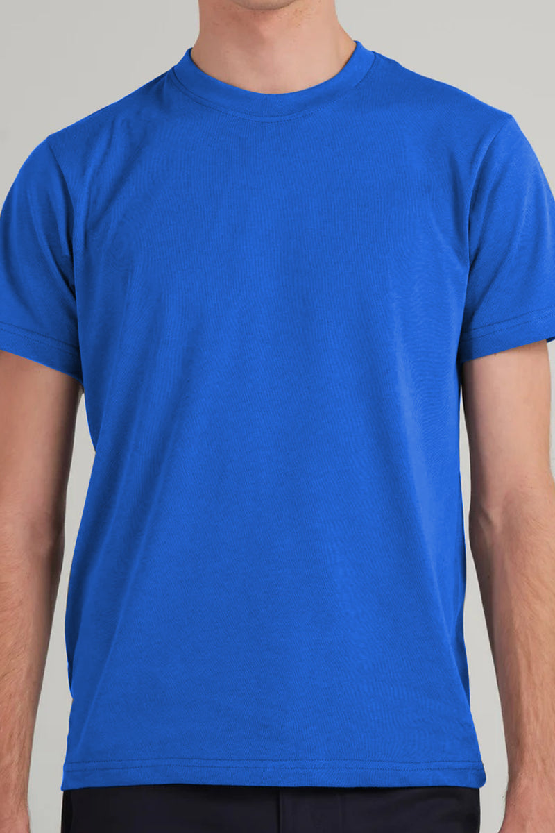 T-Shirt Basic Blue Plain Half Sleeves Men’s Round Neck (RNTS-105)