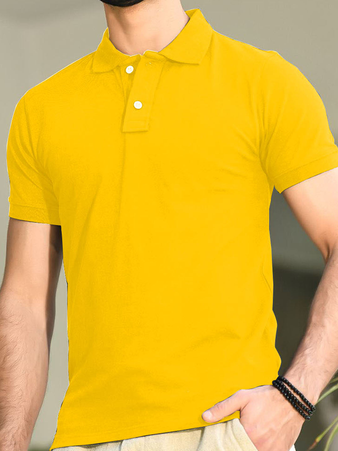 Polo T-Shirt Basic Half Sleeves Cotton - POLO-022 | Yellow | Soft & Comfortable | Casual Elegance | Ideal for Summer