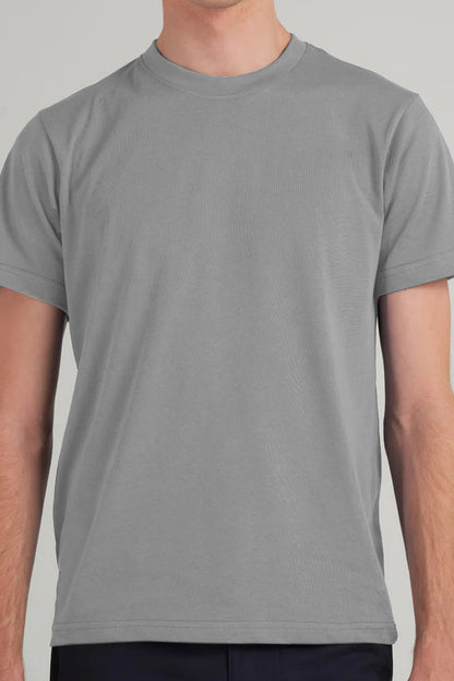 T-Shirt Basic Grey Plain Half Sleeves Men’s Round Neck (RNTS-106)