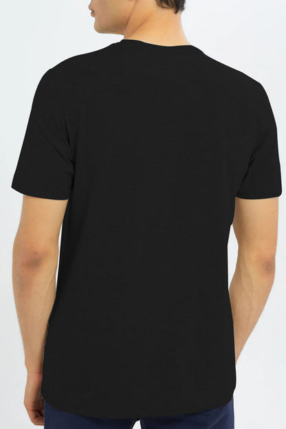 Basic Black Plain Half Sleeves Men’s Round Neck T-Shirt - RNTS-100 | Soft & Comfortable | Casual Versatility | Ideal for Summer