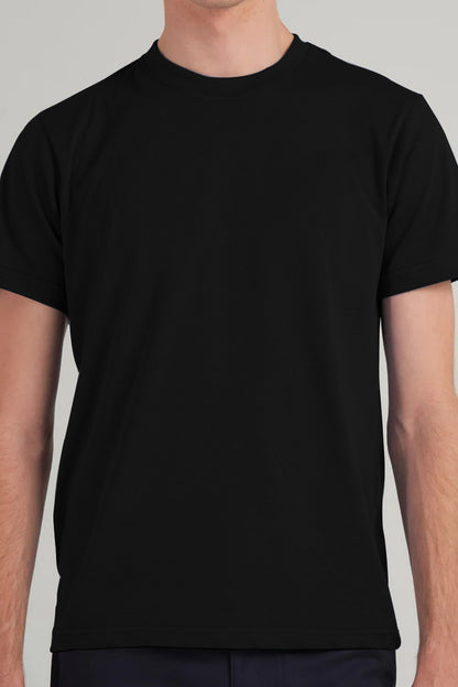 T-Shirt Basic Black Plain Half Sleeves Men’s Round Neck  (RNTS-100)