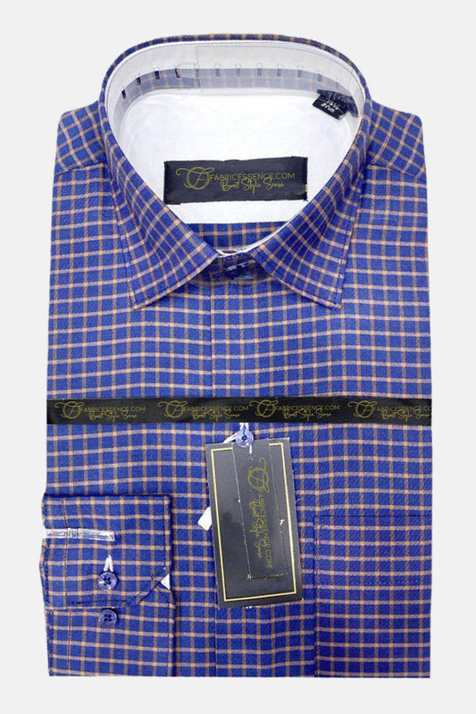Contemporary Men's Check Formal Shirt - CSM-2412 | Size 17 to 17.5, Full Sleeves, Soft Cotton Fabric