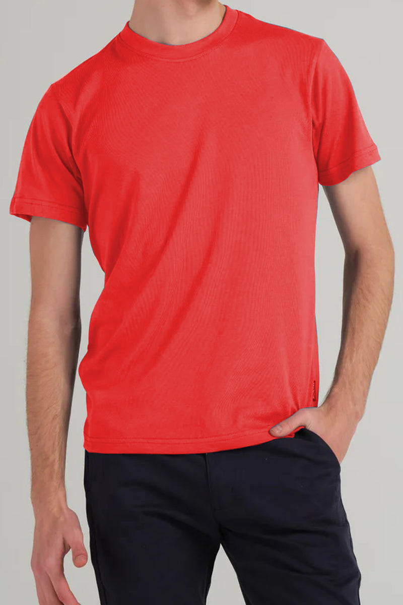 T-Shirt  Basic Red Plain Half Sleeves Men’s Round Neck (RNTS-101)