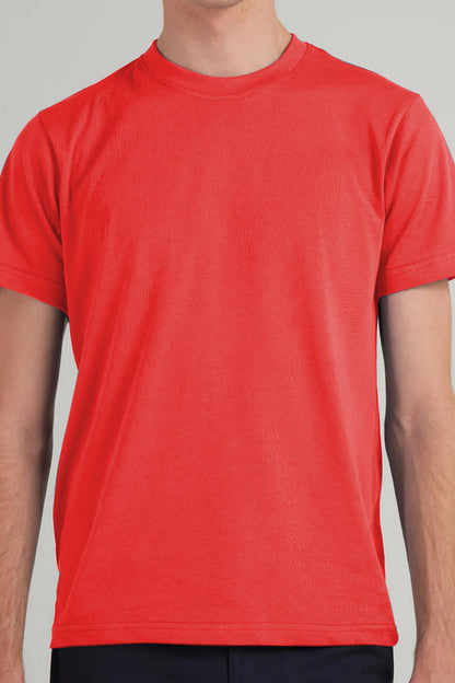 T-Shirt  Basic Red Plain Half Sleeves Men’s Round Neck (RNTS-101)