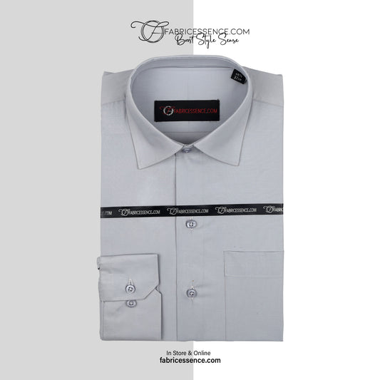 Plain Men's Light Grey Formal Shirt - FE1199CC | Regular Fit | Full Sleeves | Cotton Fabric | Ideal for Business & Formal Events