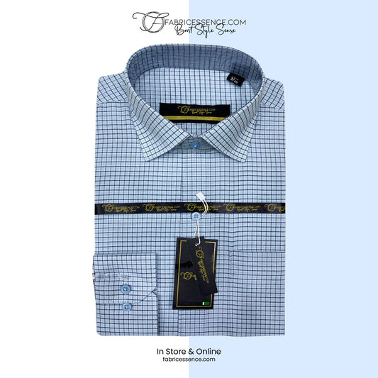 B Men's Check Formal Shirt - CFS-0044