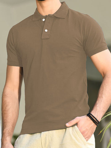 Polo T-Shirt Basic - Brown- POLO-024