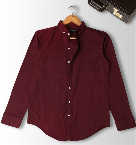 Slim Fit - Chambray Trendy Casual Shirt || Maroon  |