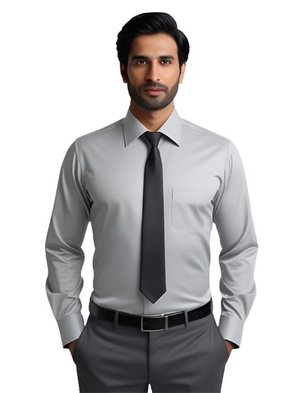 Men's  Plain Formal Shirt - | Light Grey | FE1199CC