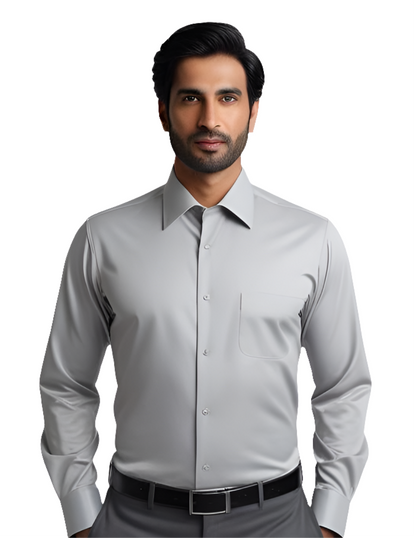 Men's  Plain Formal Shirt - | Light Grey | FE1199CC