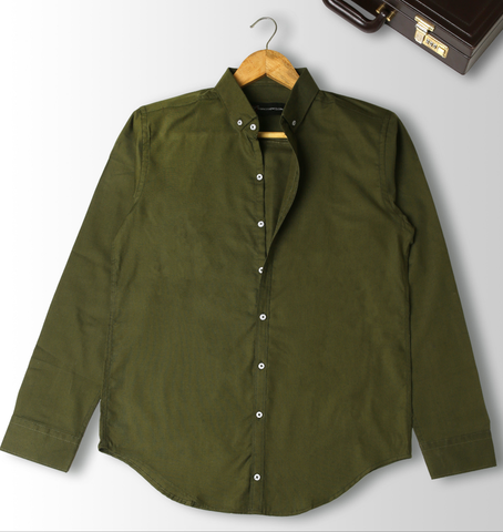 Slim Fit - Chambray Trendy Casual Shirt || Olive |