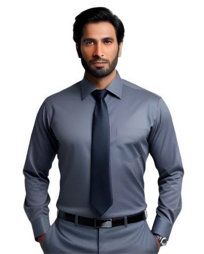 Men's Plain Formal Shirt - | Grey | FE1199CC