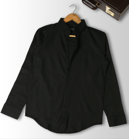 Slim Fit - Chambray Trendy Casual Shirt || Black |