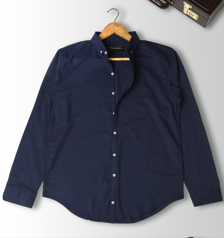 Slim Fit - Chambray Trendy Casual Shirt ||Navy Blue |