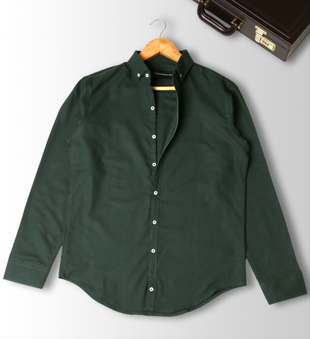 Slim Fit - Chambray Trendy Casual Shirt || Green  |
