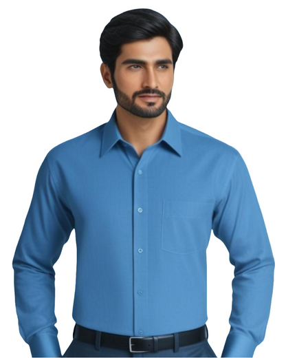 Men's Plain Formal Shirt - | Grayish Blue | FE1199DSB |