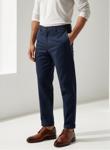Regular Fit Comfort Chino Cotton Pants | Navy Blue | FE10