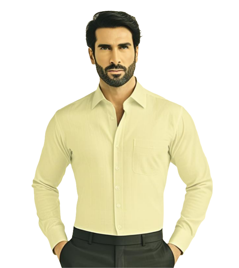 Men's Plain Formal Shirt - | Cream | FE1199CC |