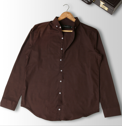 Slim Fit - Chambray Trendy Casual Shirt || Chocolate |