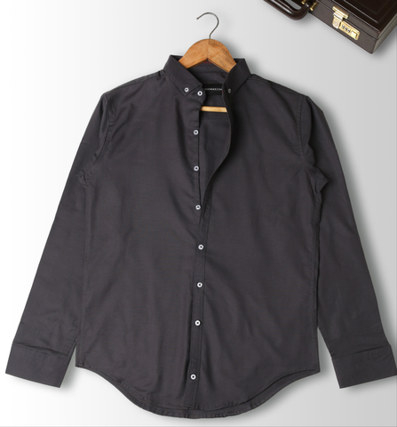 Slim Fit - Chambray Trendy Casual Shirt || Dark Grey |