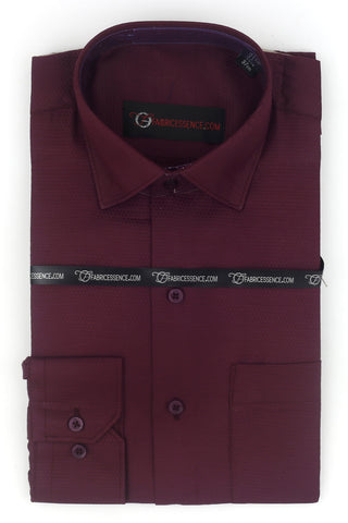 Dobby Self-Design Textured Formal Shirt  – Executive Formal- Maroon | S142401
