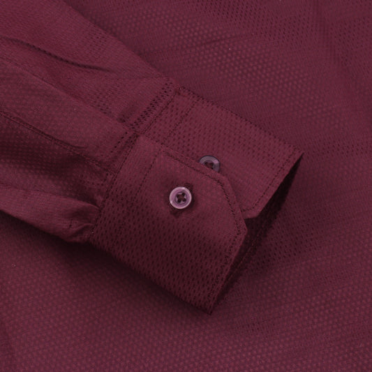 Self Design Executive Dobby Formal Shirt - Maroon  || S142401