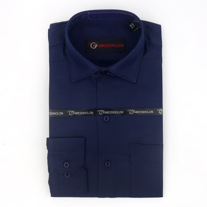 Self  Design Executive Dobby Formal Shirt - Navy Blue  || S142402