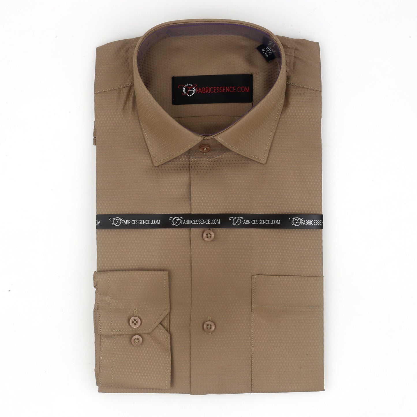 Self Design Executive Dobby Formal Shirt - Dark Beige  || S142404