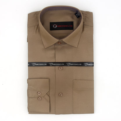 Self Design Executive Dobby Formal Shirt - Dark Beige  || S142404