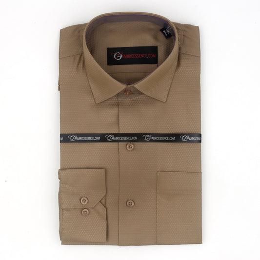 Chemise habillée en tissu Dobby Executive de Self Design - Beige foncé || S142404