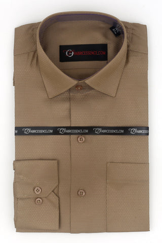 Dobby Self-Design Textured Formal Shirt  – Executive Formal - Dark Beige | S142404 |