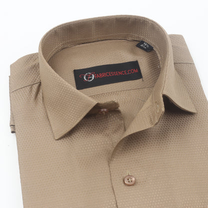 Self Design Executive Dobby Formal Shirt - Dark Beige  || S142404