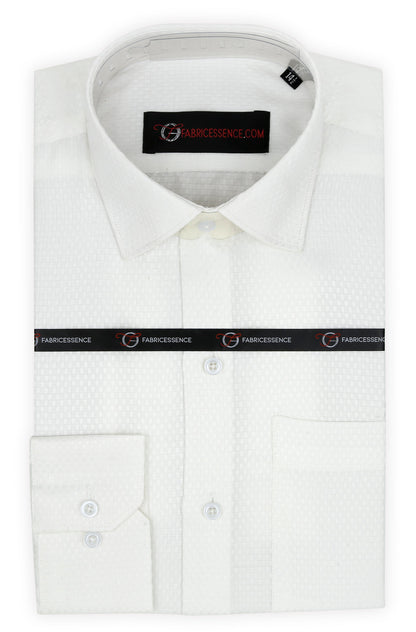 Dobby Self-Design Textured Formal Shirt  – Executive Formal-  Off White | 2025 C|