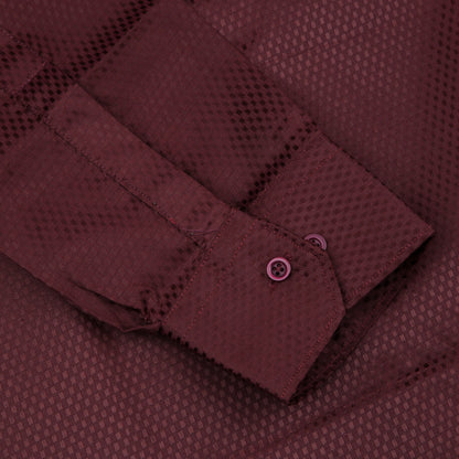 Dobby Self-Design Textured Formal Shirt  – Executive Formal-  Maroon | 2025 E |