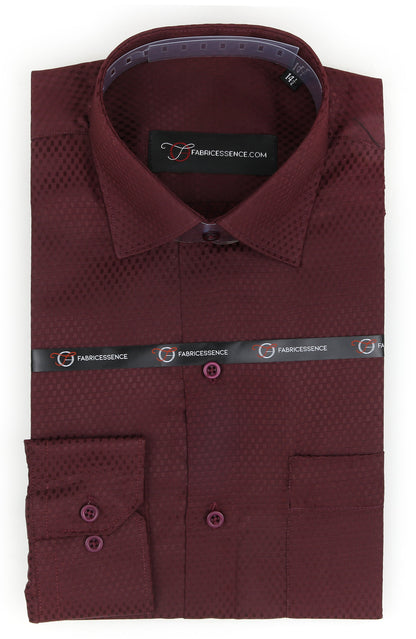 Dobby Self-Design Textured Formal Shirt  – Executive Formal-  Maroon | 2025 E |