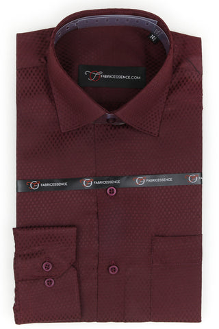 Dobby Self-Design Textured Formal Shirt  – Executive Formal-  Maroon | 2025 E |
