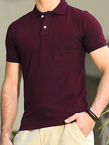 Polo T-Shirt Basic - Maroon - POLO-023
