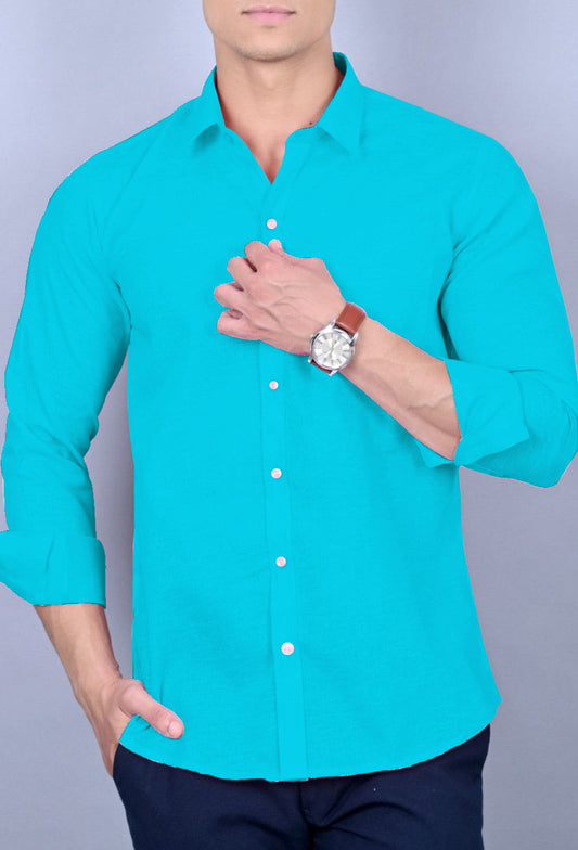 X Men's Casual Shirt - Turquoise || SCS0006 | Slim Fit | Soft & Comfortable | Perfect for All Seasons