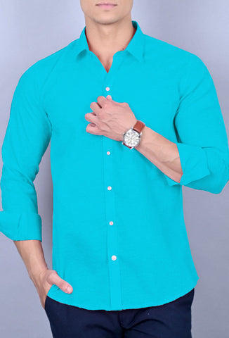 X Men's Casual Shirt Slim Fit - Turquoise || SCS0006 |
