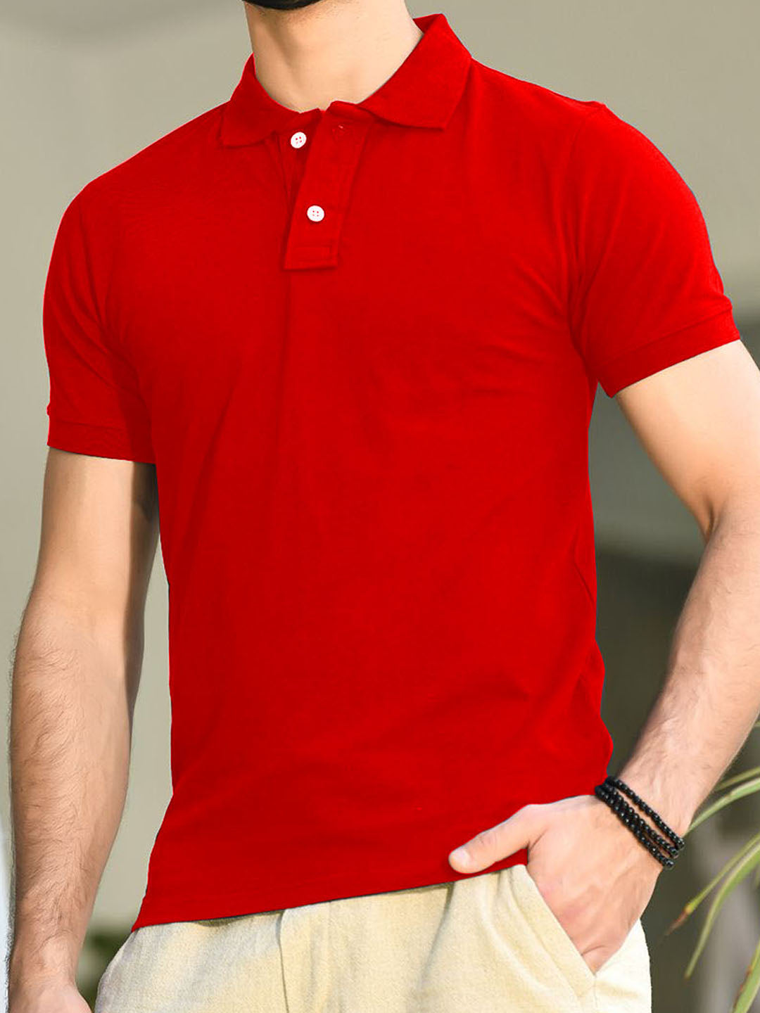 Polo T-Shirt Basic Half Sleeves Cotton - POLO-021 | Red | Soft & Comfortable | Casual Elegance | Ideal for Summer