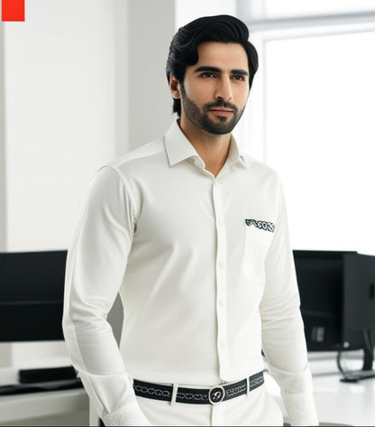 Men's Plain Formal Shirt - | Off-White | FE1199OW |