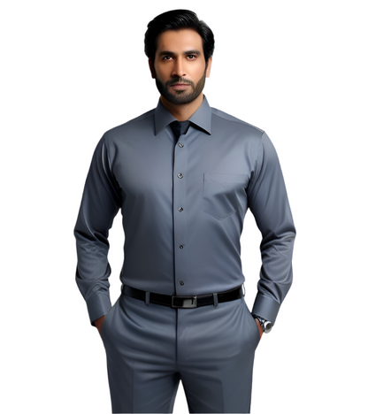 Men's Plain Formal Shirt - | Grey | FE1199CC