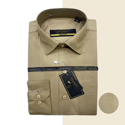 Self DOT Design Dobby Formal Shirt - Beige || DFE2404