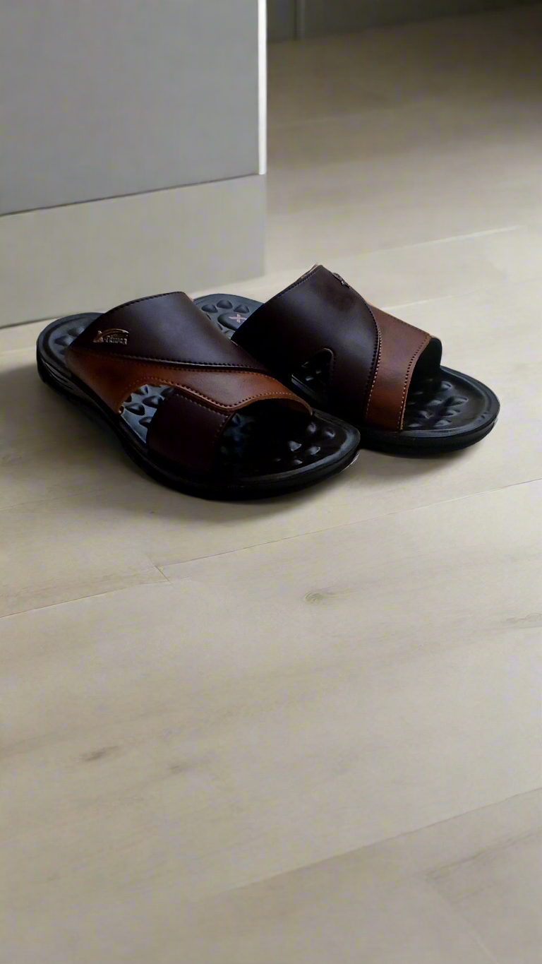 Slippers Men -  Dotted Sole - Double Color Brown - DC 001