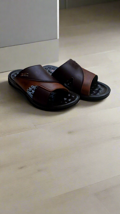 Slippers Men -  Dotted Sole - Double Color Brown - DC 001